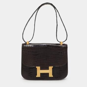 Hermes Brown Crocodile Vintage Constance 23 Bag