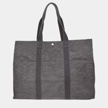 Pre Owned Hermes Gray Canvas Herline Tote Bag