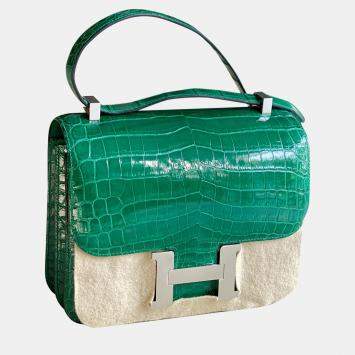 Hermes Green Leather Constance 24 Shoulder Bag