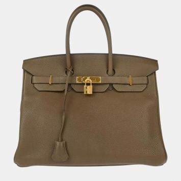 Hermes Taupe Togo Leather Birkin 35 Handbag 