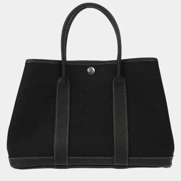 Pre Owned Hermes Black Toile Garden Party TPM Tote Bag