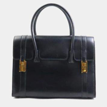 Hermes Black Leather Box Drag 27 Handbag