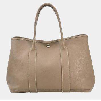 Pre Owned Hermes Etoupe Leather Garden Party 36 Tote Bag