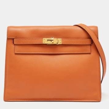 Hermes Orange Swift Leather Kelly Danse Gold Hardware Finish Bag