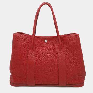 Pre Owned Hermes Garden Party Rouge Casaque Negonda Leather 36 Bag