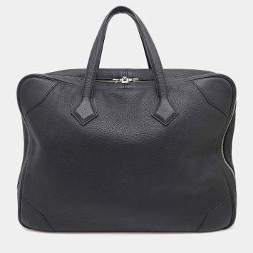 Pre Owned Hermes Black Taurillon Clemence  Victoria 50 Travel Bag 