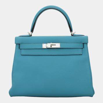 Hermes Turquoise Togo Leather Kelly 28 Shoulder Bag