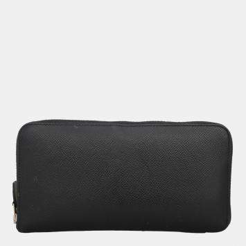 Hermes Black Leather Zipped Long Wallet