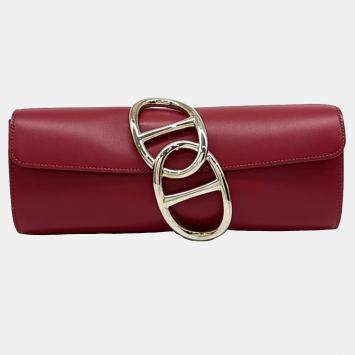Hermes Red Leather Easy Clutch