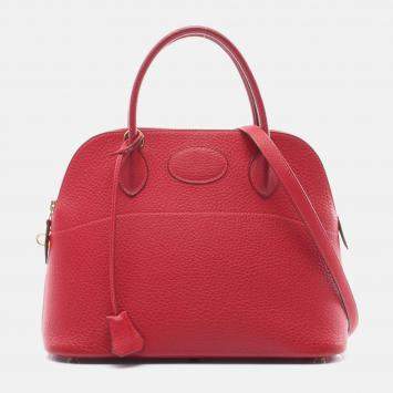Hermes Rouge Vif Ardennes Leather Bolide 31 Shoulder Handbag 
