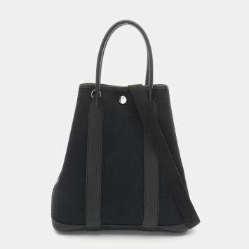 Pre Owned Hermes Black Toile H Negonda Leather Garden File PM Tote Bag