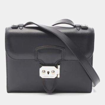 Pre Owned Hermes Black Calf Leather Shoulder Crossbody Bag 
