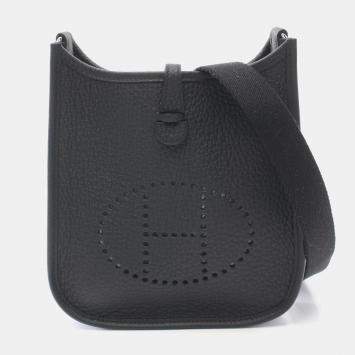 Pre Owned Hermes Black Taurillon Clemence Leather Evelyne Shoulder Bag