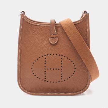 Hermes Gold Taurillon Clemence Leather Evelyne TPM Amazon Shoulder Bag