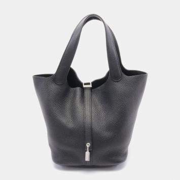 Pre Owned Hermes Black Taurillon Clemence Leather Picotin Lock 22 Handbag