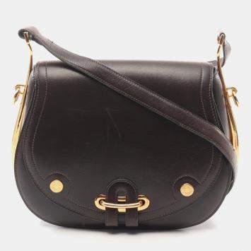 Hermes Brown Evennes Box Calf Leather Passe Guide Shoulder Bag