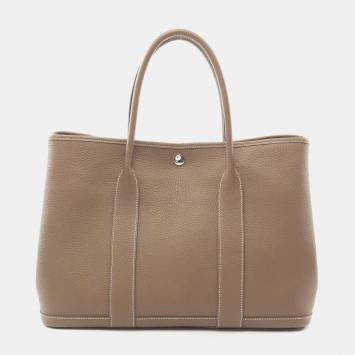 Pre Owned Hermes Etoupe Grey Brown Negonda Leather Garden Party 36 Tote Bag