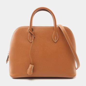 Hermes Brown Gold Epsom Leather Bolide 1923 30 Handbag