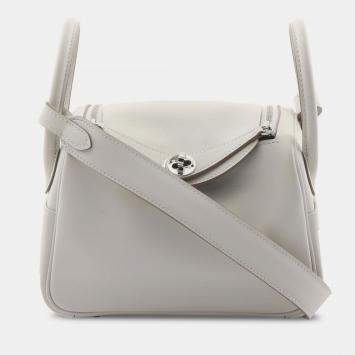 Pre Owned Hermes Gris Pale Swift Leather Lindy Mini Shoulder Bag