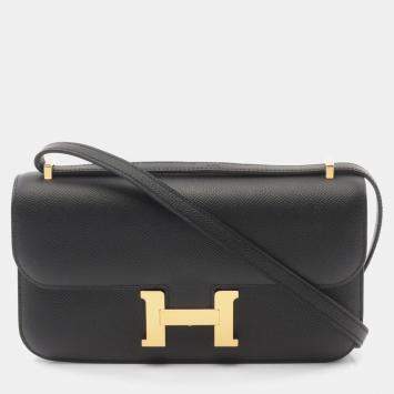 Hermes Black Epsom Leather Constance Elan Crossbody Bag