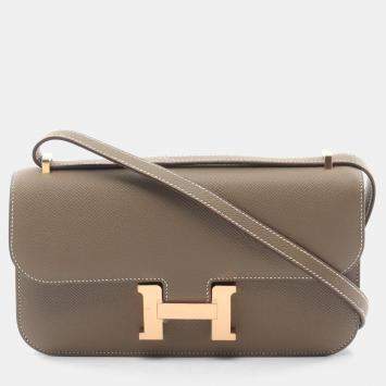 Hermes Etoupe Grey Epsom Leather Constance Elan Shoulder Bag