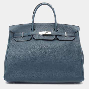 Hermes Blue Colvert Togo Leather Birkin 40 Handbag