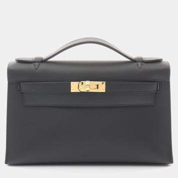 Hermes Black Swift Leather Kelly Mini Pochette Bag
