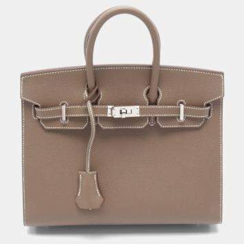 Hermes Etoupe Grey Epsom Leather Birkin 25 Handbag