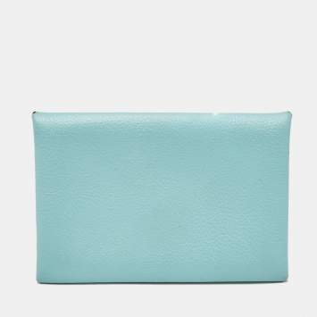 Hermès Bleu Atoll Evercolor Leather Calvi Card Holder