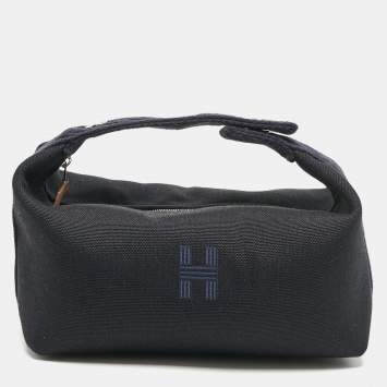 Pre Owned Hermes Bleu Nuit Canvas Small Bride-A-Brac Pouch