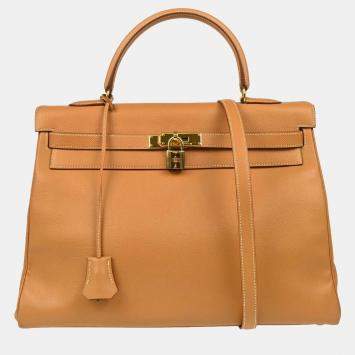 Hermes Natural Courchevel Kelly 35 Retourne Handbag 
