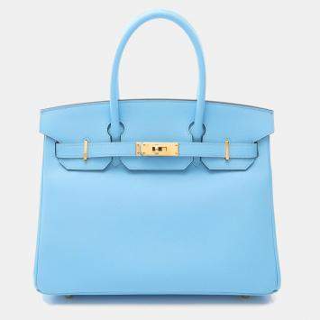 Hermes Celeste Epsom Leather Birkin 30 Bag