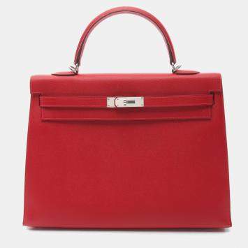 Hermes Rouge Casaque Epsom Leather Kelly 35 Bag
