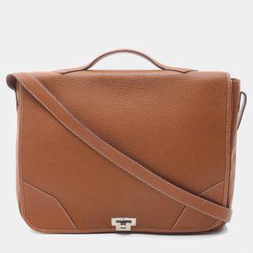 Hermes Gold Taurillon Clemence Leather Victoria Messenger Bag