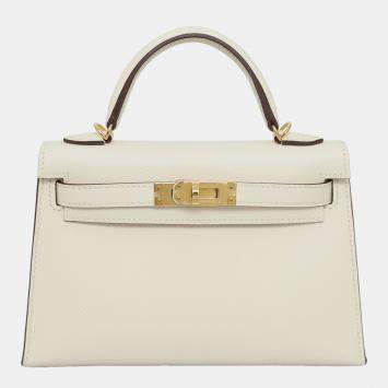 Hermes White Epsom Leather Mini Kelly Bag