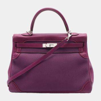 Hermes Purple Togo Swift Leather Kelly Ghillies 35 