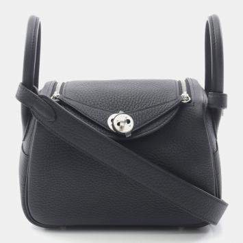 Hermes Black Taurillon Clemence Leather Lindy Mini Shoulder Bag