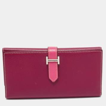 Hermes Tosca/Rose Tyrien Epsom Leather Bearn Gusset Wallet
