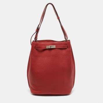 Hermes Rouge Pivoine/Rose Jaipur Taurillon Clemence Leather Palladium Hardware So Kelly 26 Bag
