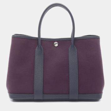 Hermes Garden Party TPM Cassis Negonda Leather Tote Bag