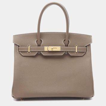 Hermes Birkin 30 Etoupe Grey B Epsom Leather Bag 