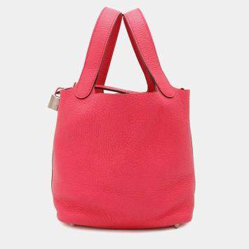 Pre Owned Hermes Picotin Lock 18 Rose Extreme Taurillon Clemence Handbag