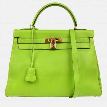 Hermes Apple Green Gulliver Kelly 32 Retourne 2way Handbag