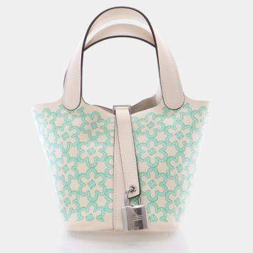 Hermes Daisy Picotin 14 Nata Vert Blanc Swift Lucky Bag