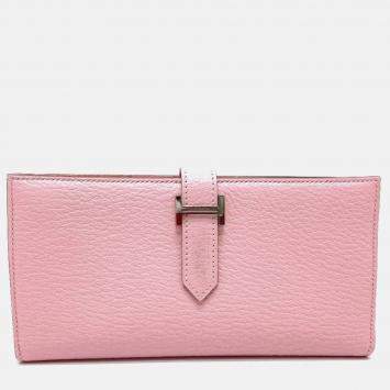 Hermes Long Pink Leather Wallet