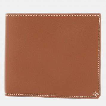 Hermes Compact Brown/Gold Evercolor Leather Wallet