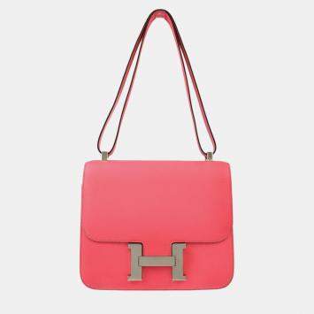Hermes Constance III 24 Rose Azalee Evercolor Shoulder Bag