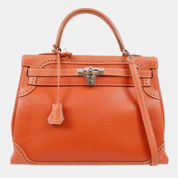 Hermes Kelly 35 Ghillies Retourne Sanguine Grand H Swift Handbag