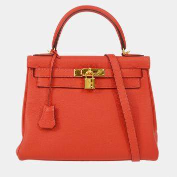 Hermes Kelly 28 Retourne Red Togo Handbag