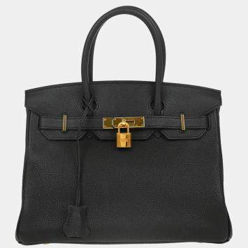 Pre Owned Hermes Birkin 30 Black Togo Leather Handbag